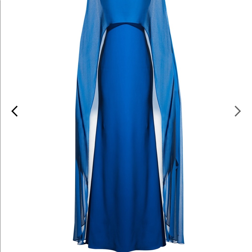NWT BADGLEY MISCHKA GEORGETTE CAPE GOWN - Picture 5 of 16
